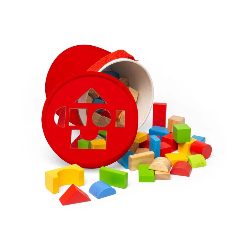 Bigjigs Toys První dřevěné kostky a vkládačka v bubínku