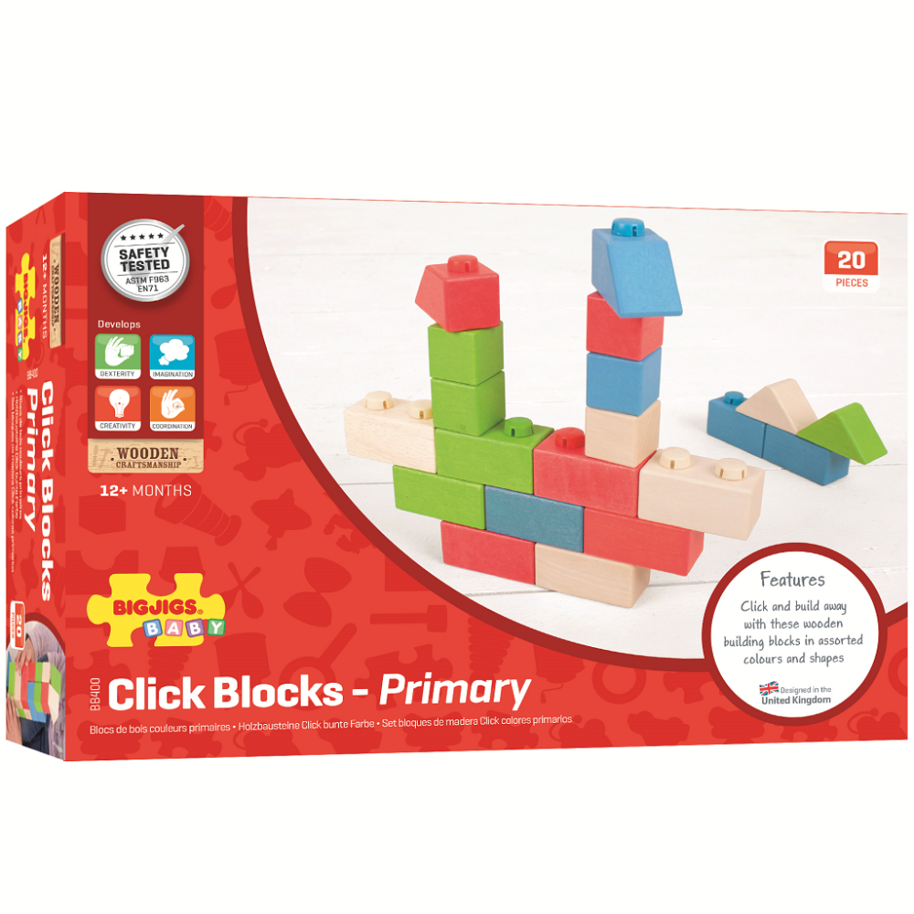 Bigjigs Baby Dřevěné Spojkostky Primary set (obrázek 7)