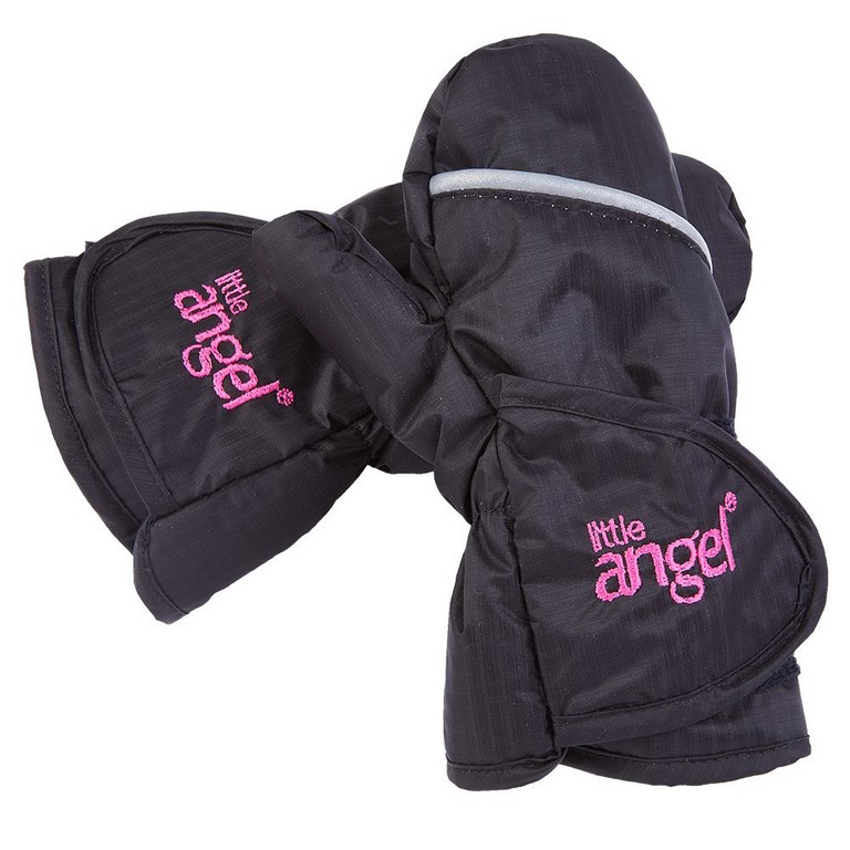 Guanti con pollice Outlast® - nero-ricamo rosa 1