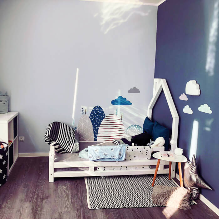 Vinilos Decorativos Azules - Colinas Y Nubes Para La Habitación Infantil De Los Niños