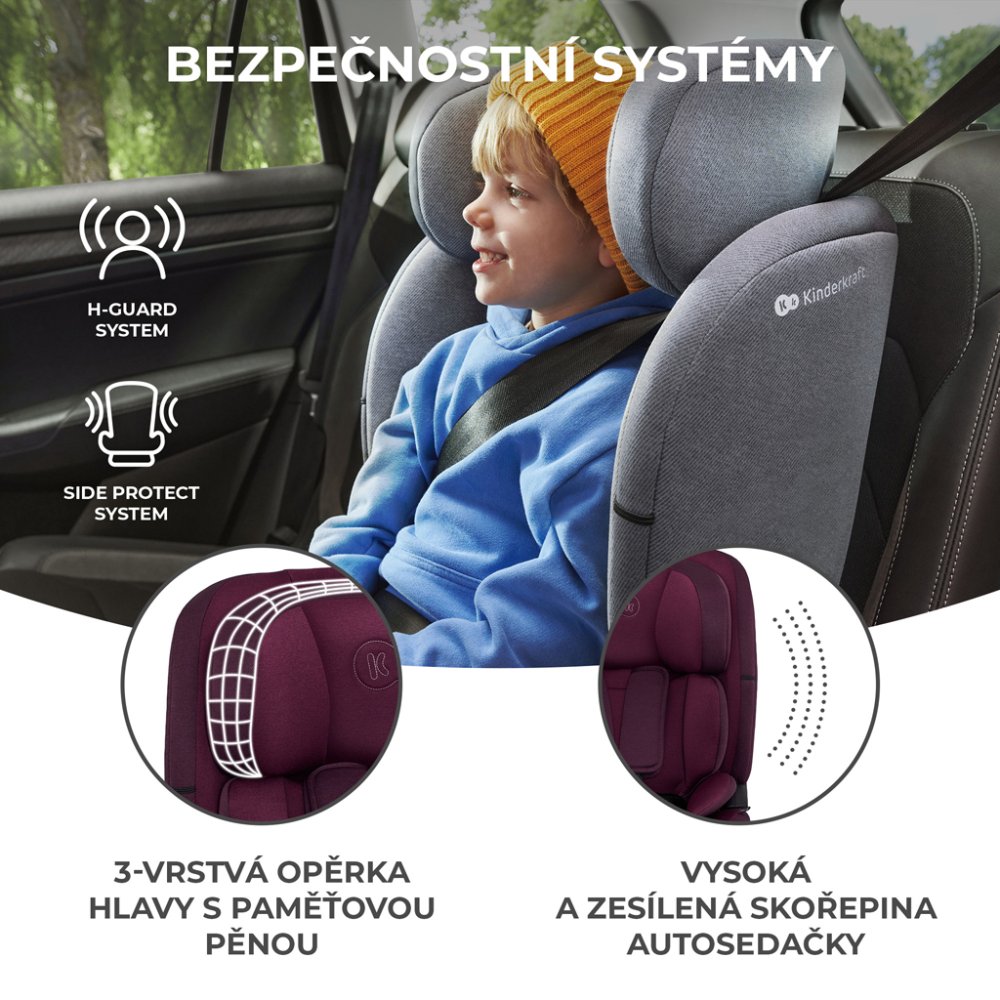 KINDERKRAFT Bilbarnstol Oneto3 I-Size 76-150cm + Isofix Cherry Pearl