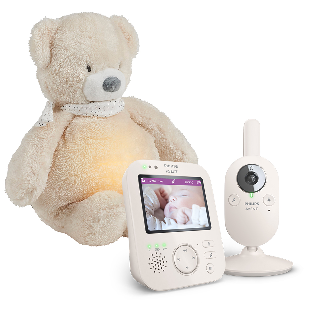 Philips AVENT Baby Monitor Video SCD891/26+NATTOU Succhietto 4 In 1 Sleepy Bear Beige 0m+