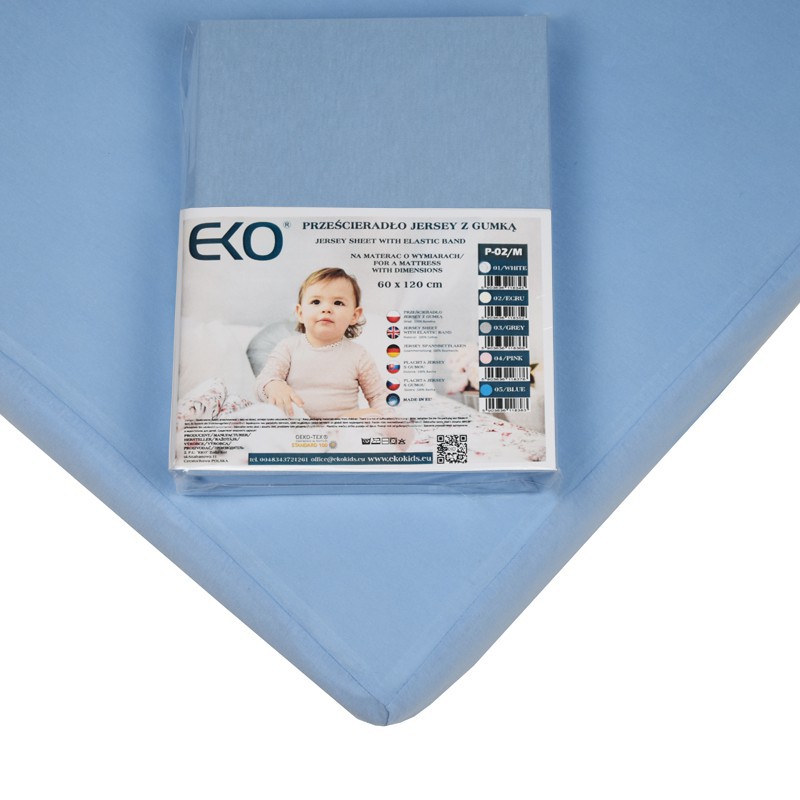 ECO Sheet With Rubber Jersey Blue 120x60 Cm