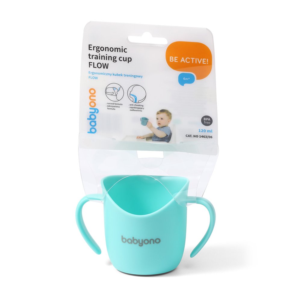 BABYONO Tazza Ergonomica Con Manici 120 Ml Menta 6m+