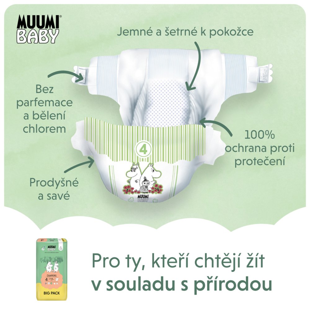 MUUMI Baby 4 Maxi 7-14 Kg (69 Buc), Scutece Eco