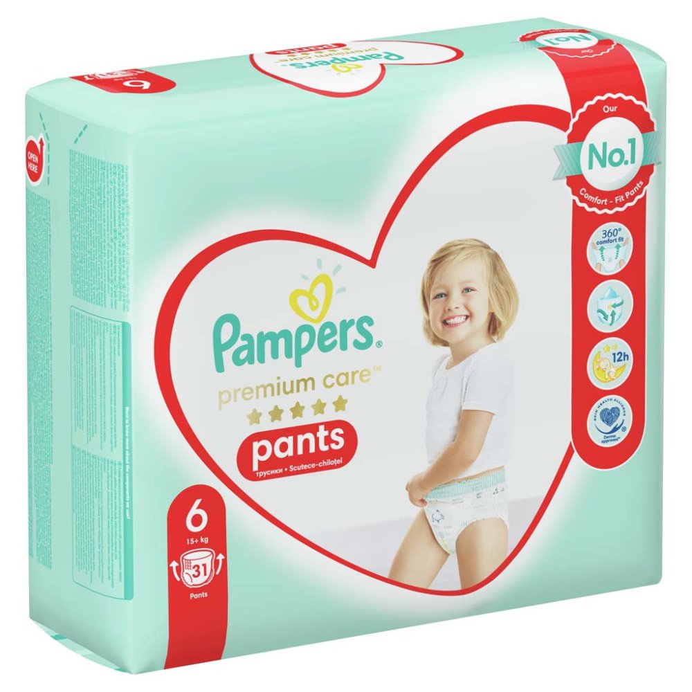 PAMPERS Premium Care Pants Kalhotky Plenkové Jednorázové 6 (16 Kg+) 31 Ks