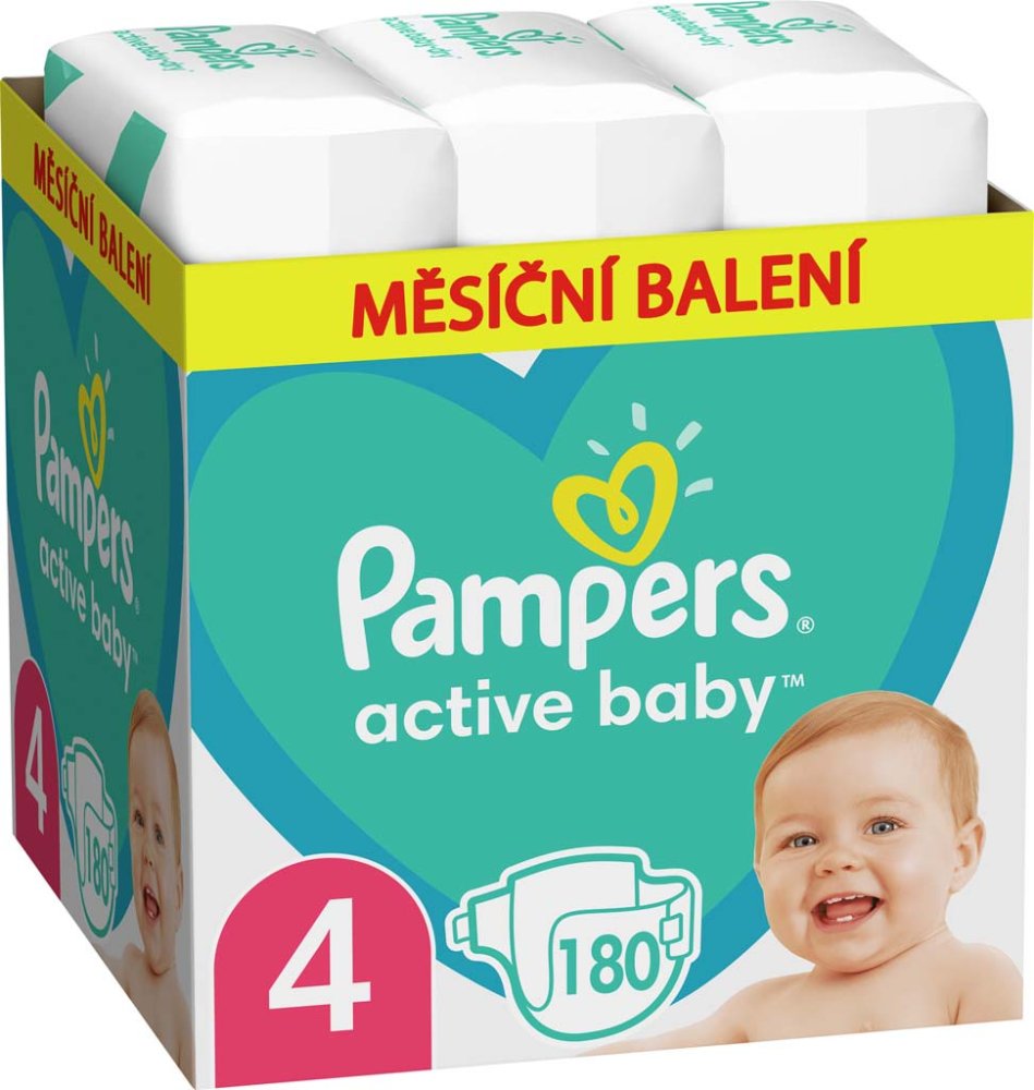 Couches Jetables PAMPERS Active Baby 4 (9-14 Kg) 180 Pcs - STOCK MENSUEL