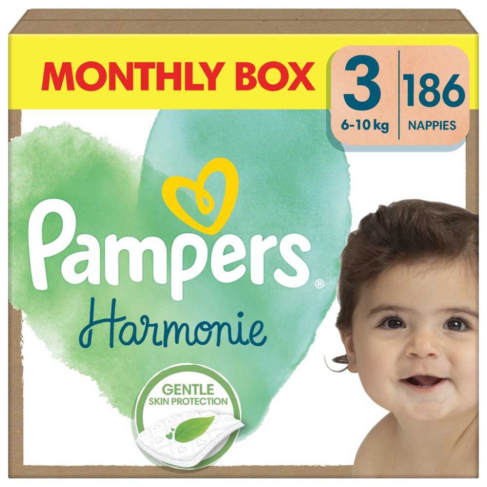 Jednorazowe Pieluszki PAMPERS Harmonie Baby Rozm. 3, 186 Szt., 6kg-10kg