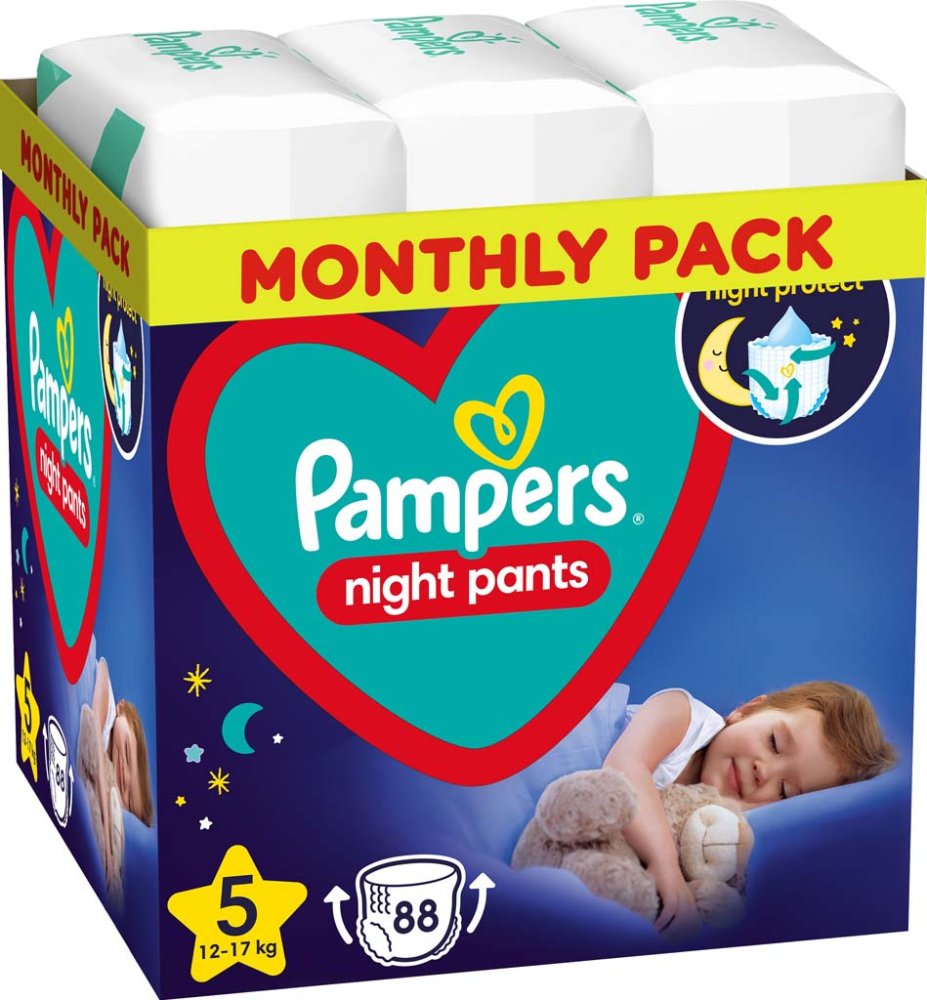 PAMPERS Night Pants Chiloți De Scutece De Unică Folosință 5 (12-17 Kg) 88 Buc - STOC LUNAR