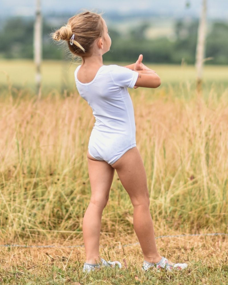 Maillot de gymnastique pour filles, BLANC 104