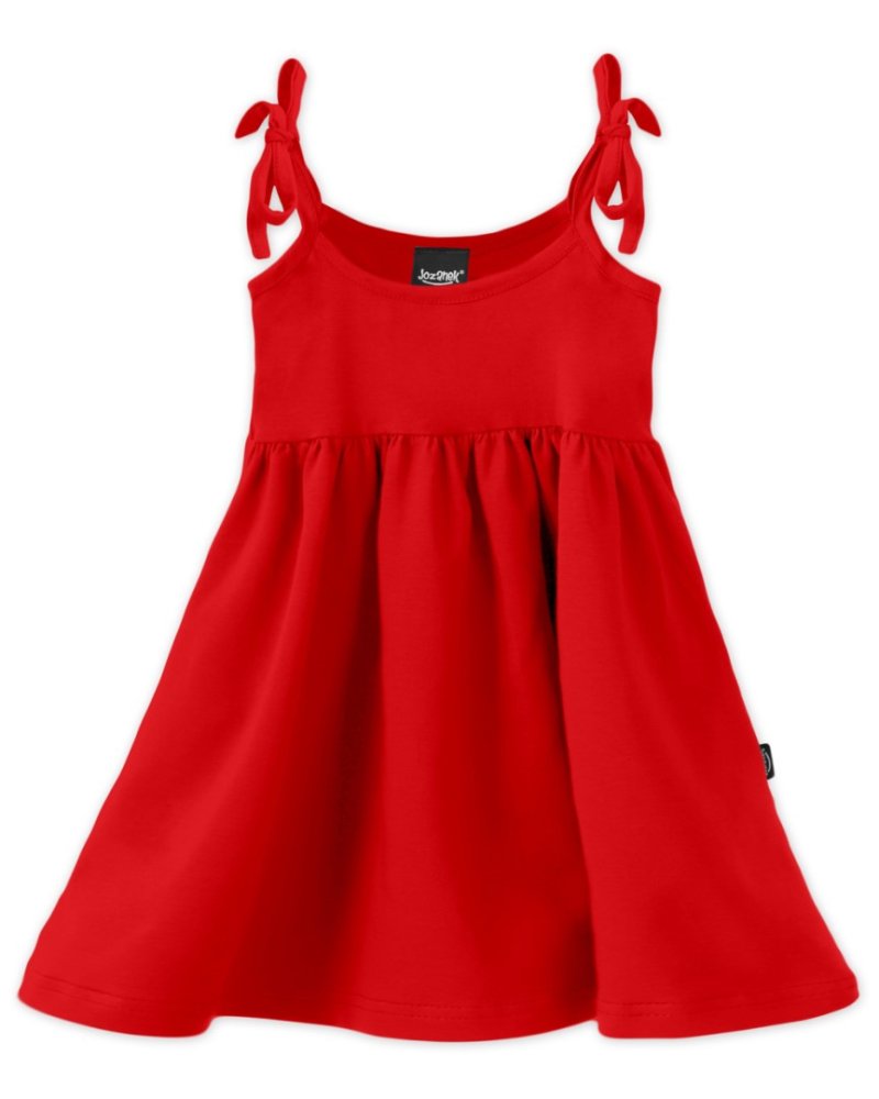 Robe d'enfant avec poches, bretelles, rouge 86