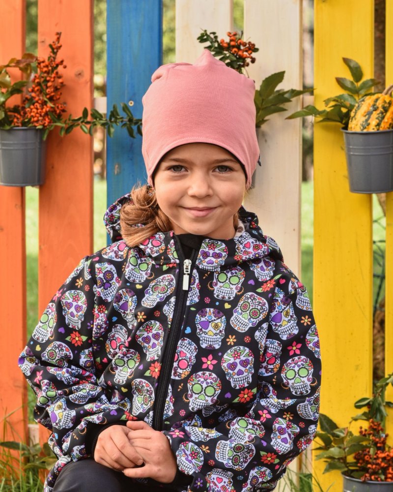 Casquette enfant en coton, réversible, noir+rose foncé M (4-14 let)