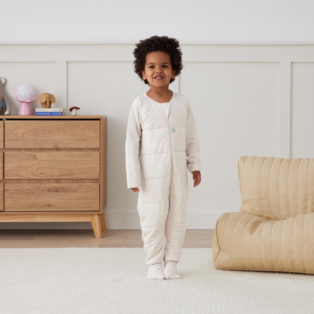 ERGOPOUCH Kombinezon do spania z bawełny organicznej Onesie Oatmeal Marle 6-12 m, 2,5 tog - obrazek 5