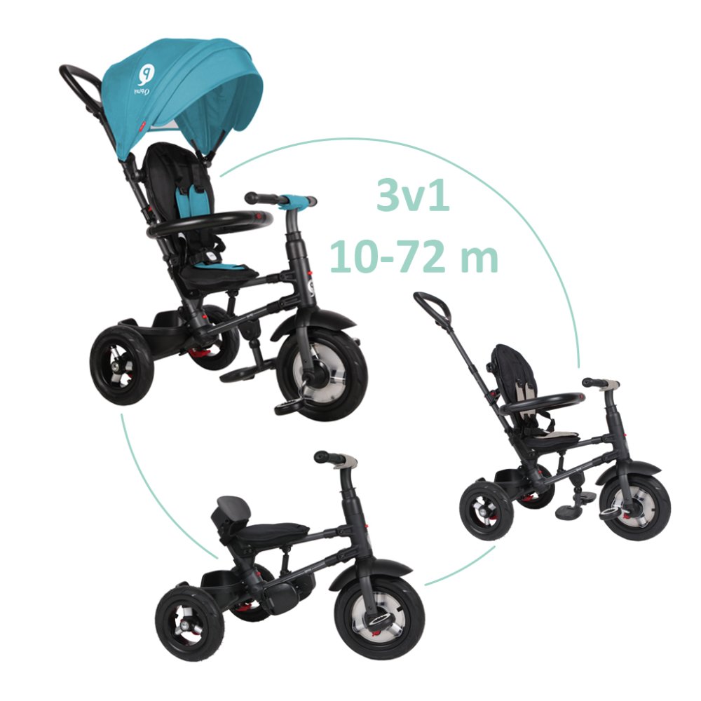QPLAY Tricycle Rito air gel (Rubber) Vert-bleu, âge 10-72 mois