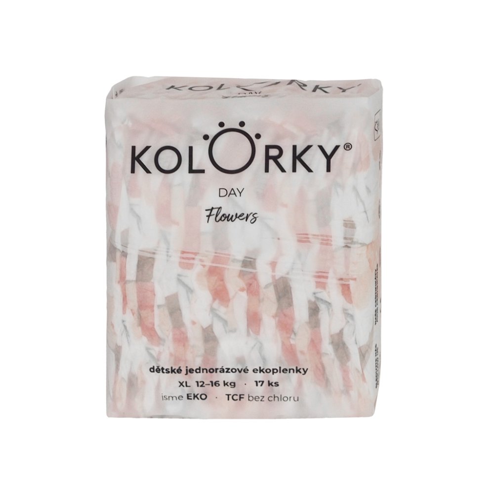KOLORKY DAY Couches jetables écologiques, fleurs XL (12-16 kg) 136 pièces - APPROVISIONNEMENT MENSUEL – Image 4