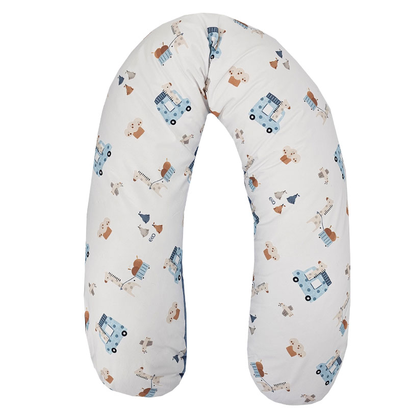 Coussin d'allaitement EKO Velvet Giraffe bleu 180 cm