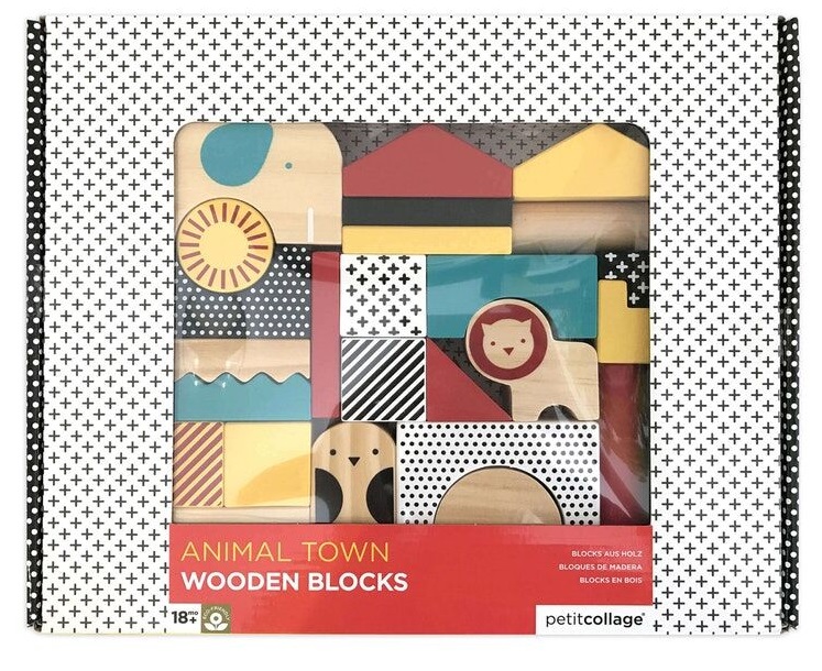 Petit Collage Drewniane klocki zwierzątka