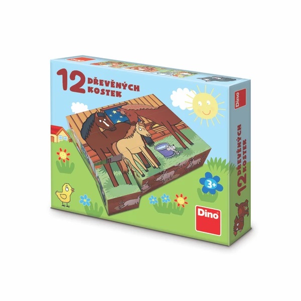 Dino Drewniane klocki Zwierzęta domowe 12 szt.