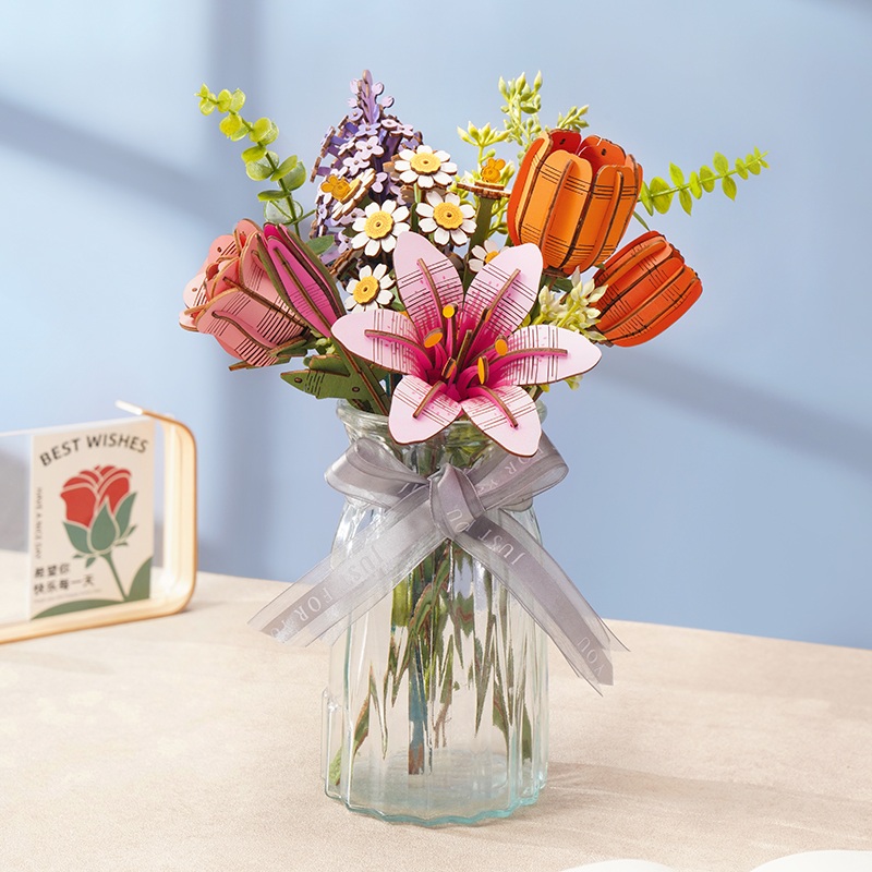 RoboTime 3D Holzpuzzle Orange Tulpe – Bild 4