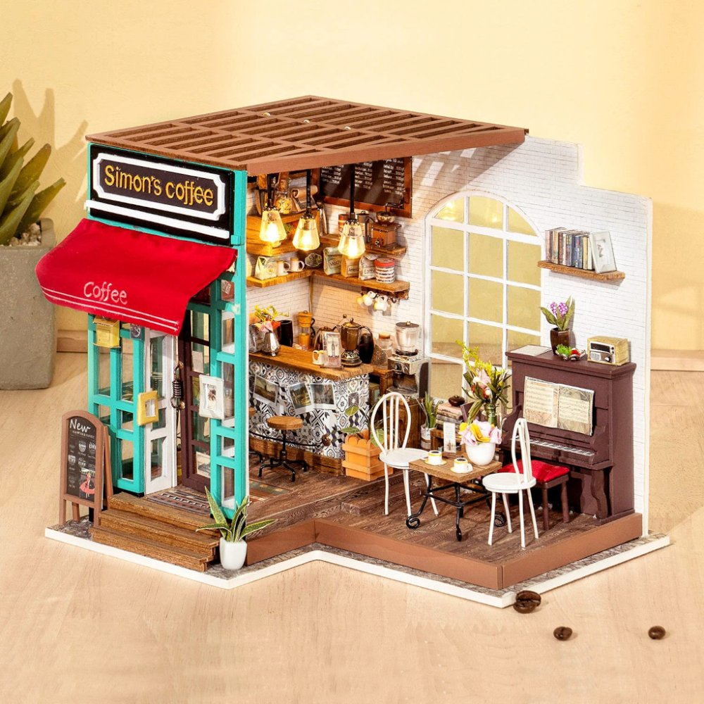 RoboTime 3D dřevěná skládačka Miniatura domečku Kavárna (obrázek 10)
