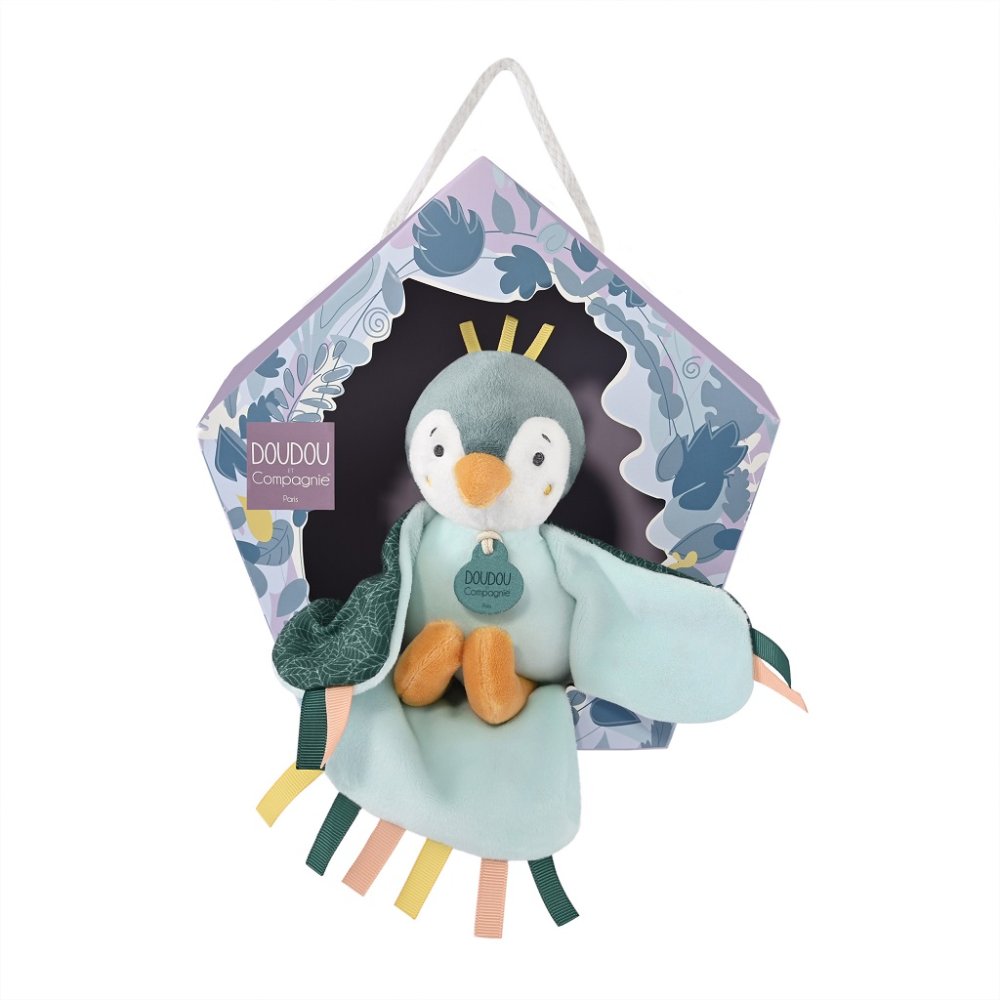 Doudou Coffret cadeau - Peluche musicale oiseau vert 23 cm