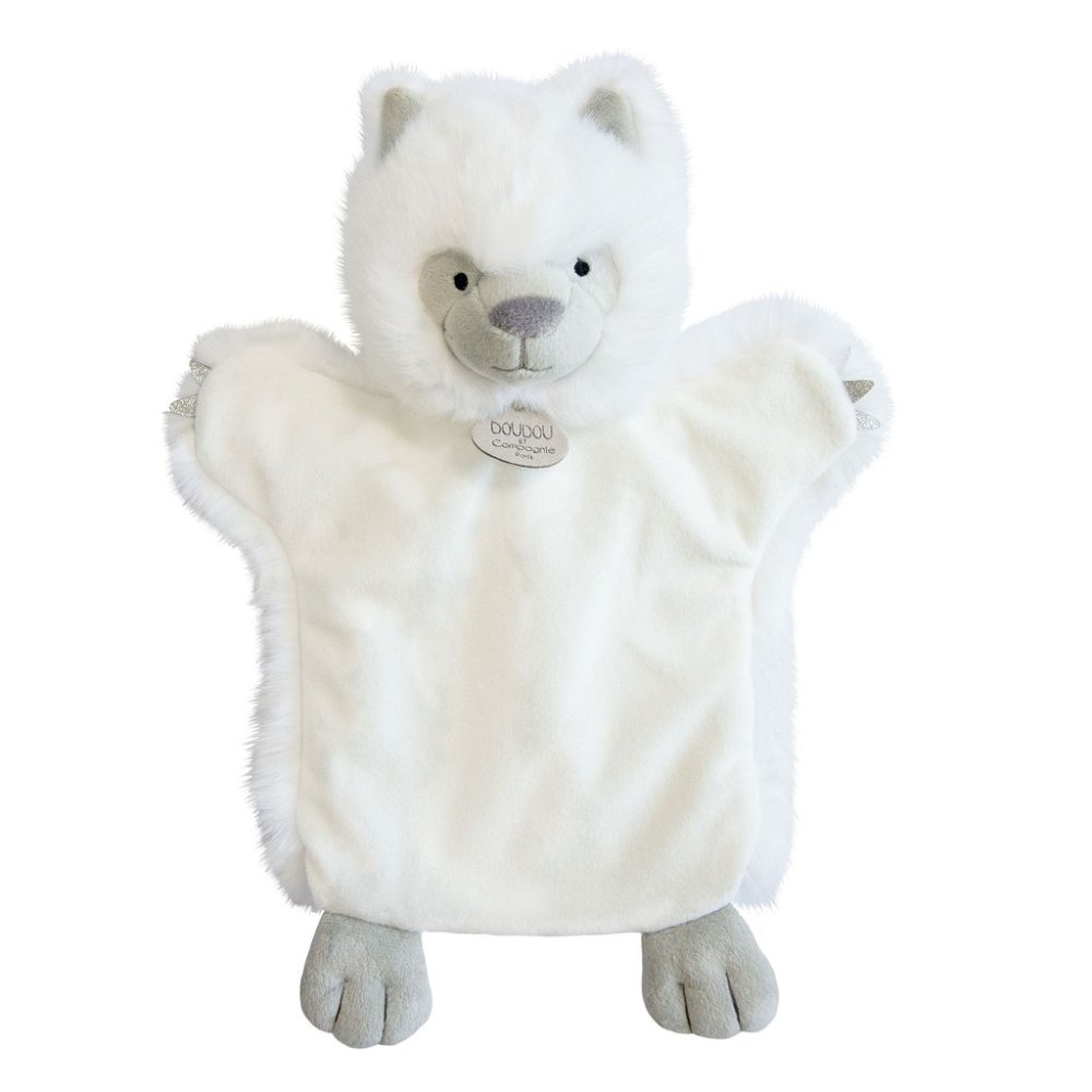 Doudou Pluszowa pacynka biały wilk 25 cm