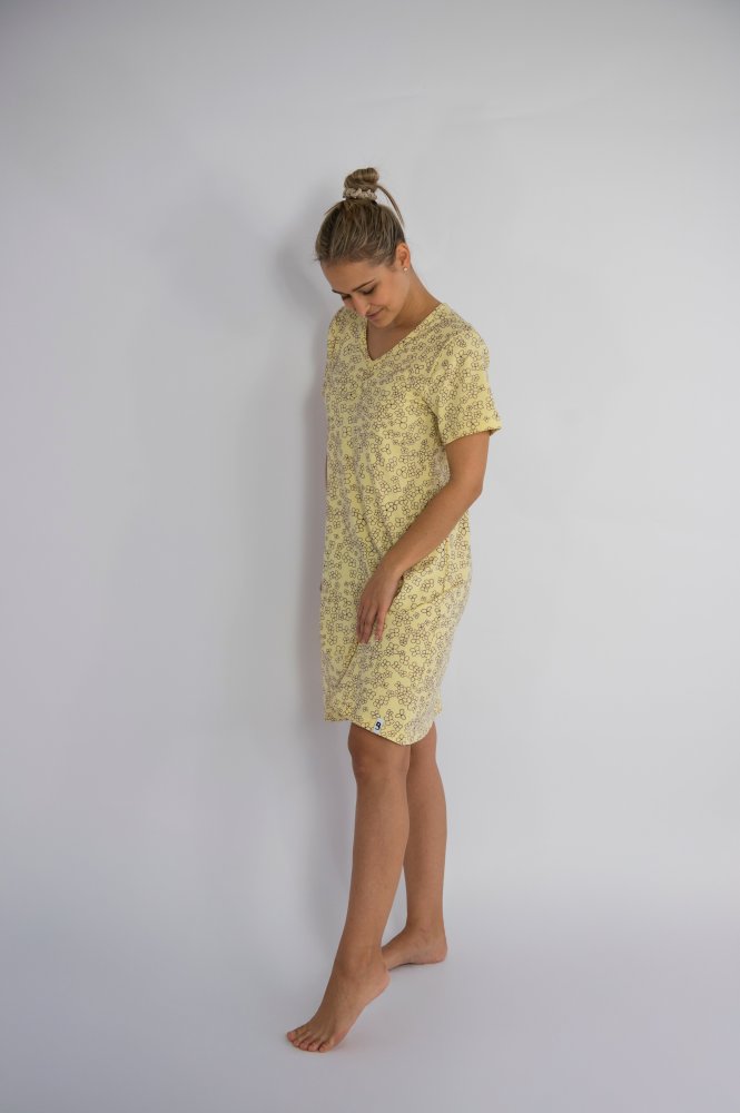 Nachthemd DRUCK KR dünn Outlast® - hellgelbe Blümchen XXL – Bild 6
