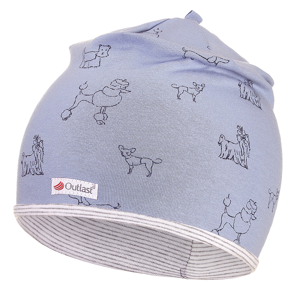 Bonnet doublé Outlast® - bleu pes/rayure chiné blanc-gris 3 | 42-44 cm
