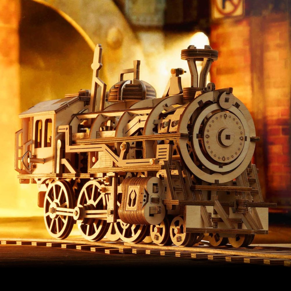 RoboTime 3D dřevěná mechanická skládačka Parní lokomotiva (obrázek 5)