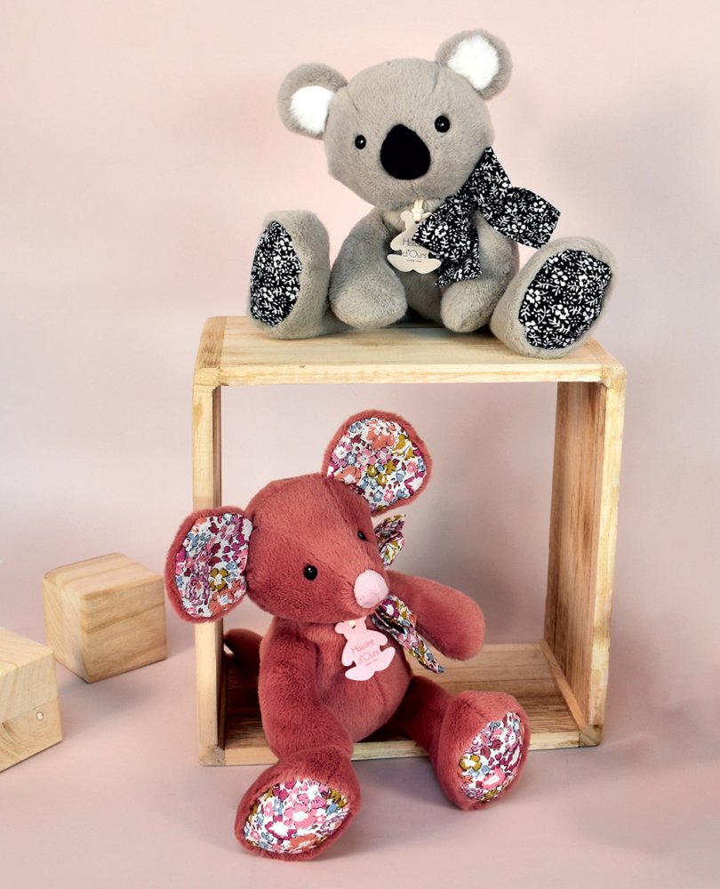 Doudou Histoire d´Ours Plyšová kamarádka tmavě růžová myška 25 cm (obrázek 4)