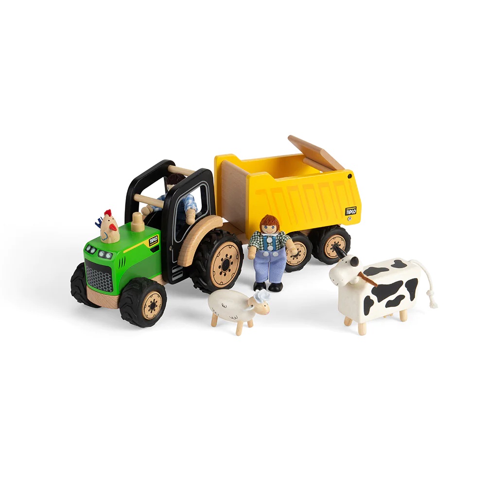 Tidlo Dřevěný traktor s přívěsem (obrázek 6)