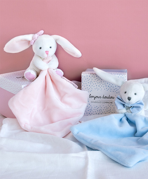 Doudou Dárková sada růžová - králíček s muchláčkem 10 cm (obrázek 3)