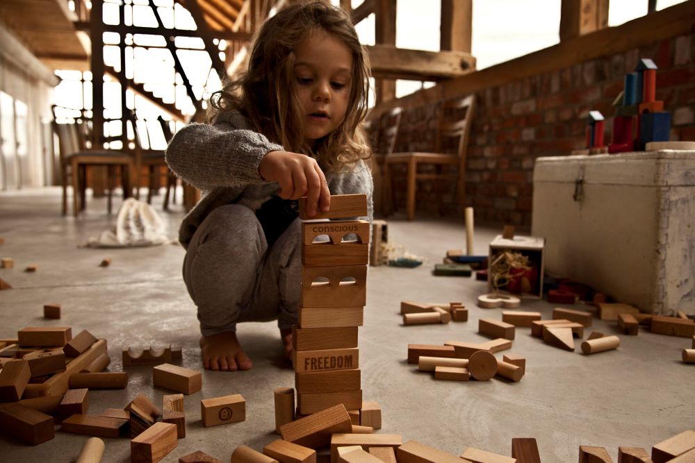 Wooden Story Würfel Im Baumwollbeutel XL - 50 Stück - Natur