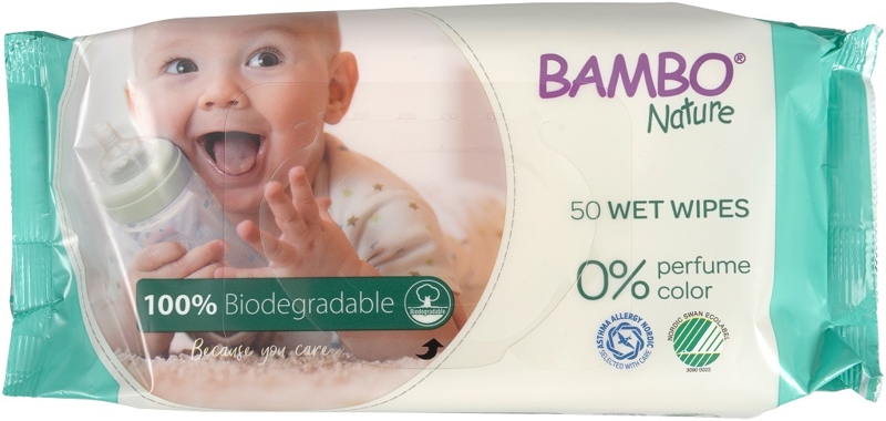 BAMBO Nature Vochtige Doekjes Biologisch Afbreekbaar, 50 Stuks