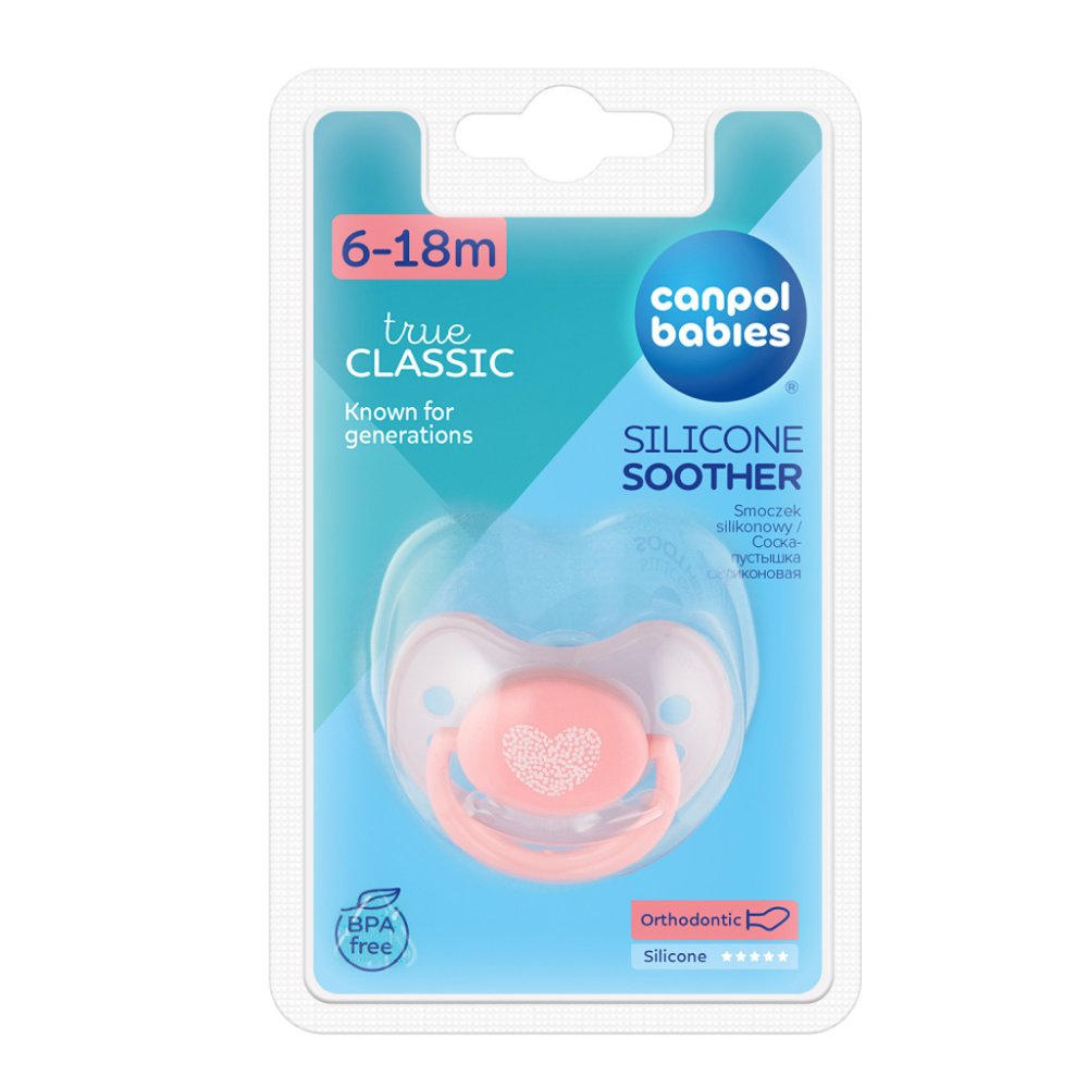 CANPOL BABIES Dudlík Silikonový Anatomický 6-18m Pastels – Srdce