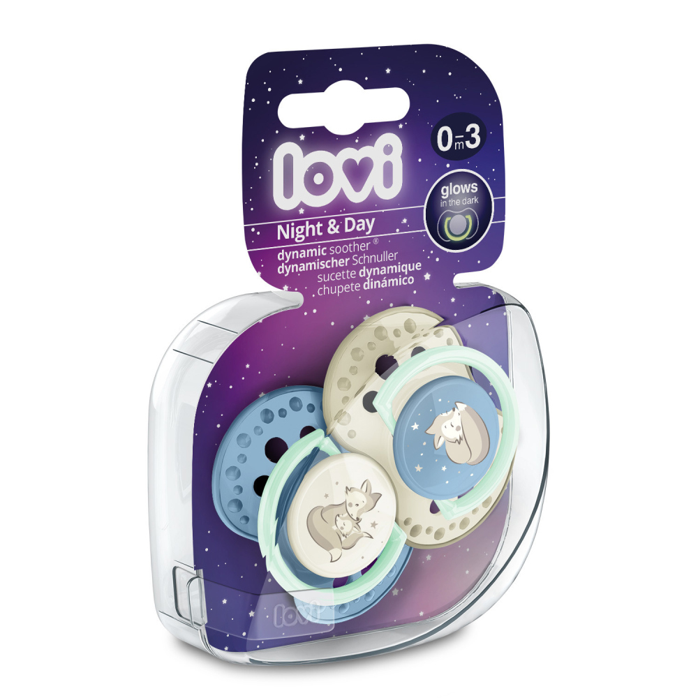 LOVI Pacifier Silicone Dynamic Night&Day 0-3m 2pcs Boy