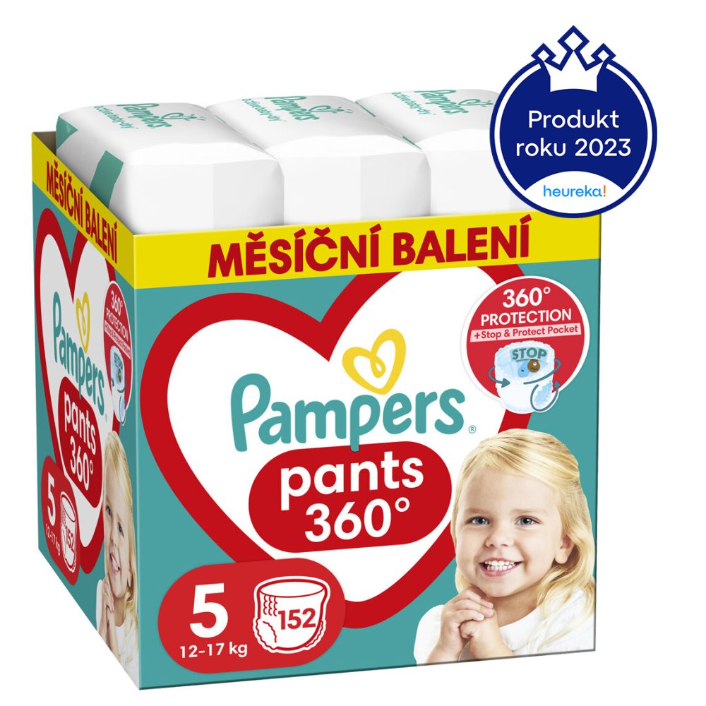 PAMPERS Activ Baby-Dry Pants Kalhotky Plenkové Jednorázové 5 (12-17 Kg) 152 Ks - MĚSÍČNÍ ZÁSOBA