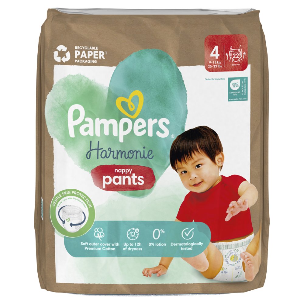 PAMPERS Luierslipje Harmony Baby Maat 4, 22 Stuks, 9kg-15kg