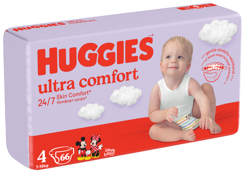 4x HUGGIES® Wegwerfwindeln Ultra Comfort Mega 4 (7-18 Kg) 66 Stk