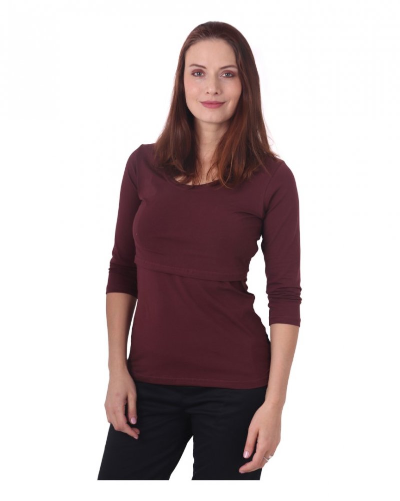 T-shirt d'allaitement Kateřina, manches 3/4, bordeaux M/L