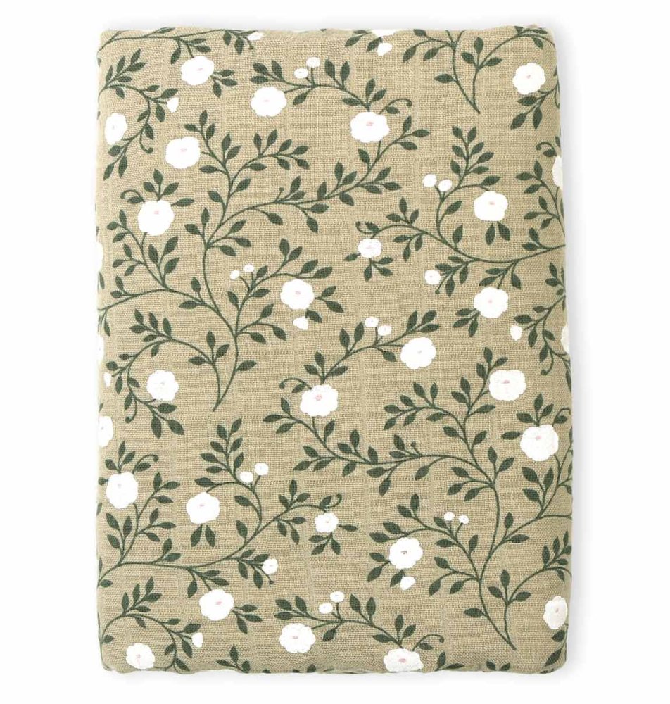 A Little Lovely Company - Muslinhandduk XL, blossom - dark sage