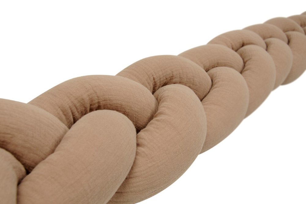 BABYMATEX Ochraniacz do łóżeczka muślinowy pleciony warkocz - brązowy 200 cm - obrazek 5