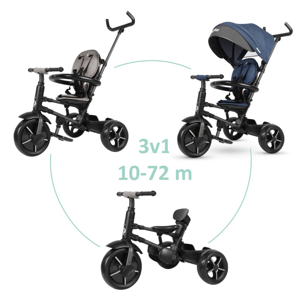 Tricycle QPLAY Rito star Blue, pliable, âge 10-72 mois