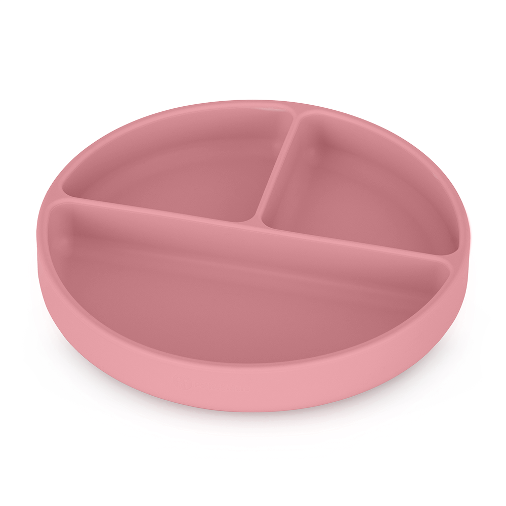 PETITE&MARS Assiette en silicone divisée ronde Take&Match Dusty Rose 6m+