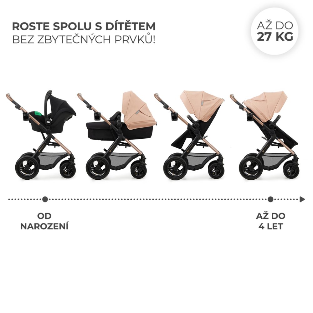 KINDERKRAFT Poussette combinée Moov 2 Air 3en1 Beige Sable – Image 5