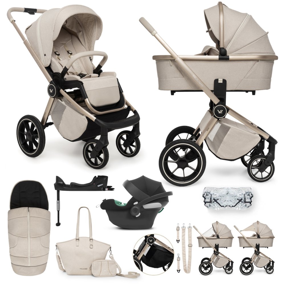 MUUVO SET Wózek 4w1 Quick Boho Beige zestaw + CYBEX Aton B2 i-Size + baza