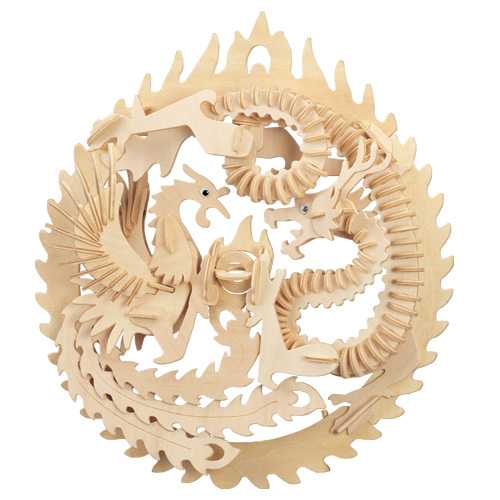 Woodcraft Puzzle 3D in legno Fenice e drago
