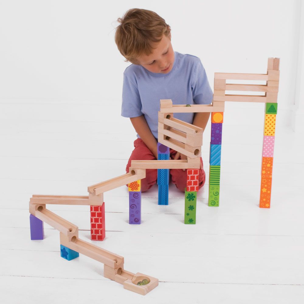 Bigjigs Toys Bunte Holzkugelbahn – Bild 2