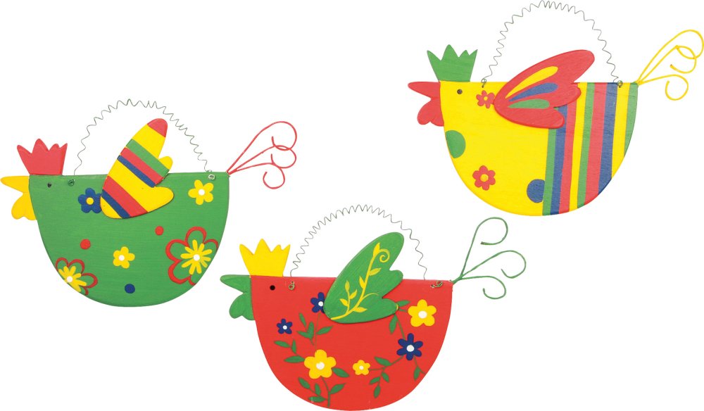 small foot Gallinas de madera de colores 3 piezas