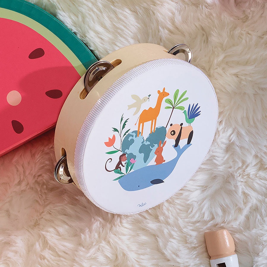 Vilac Pandereta de madera Animales del mundo Sarah Betz - Imagen 4